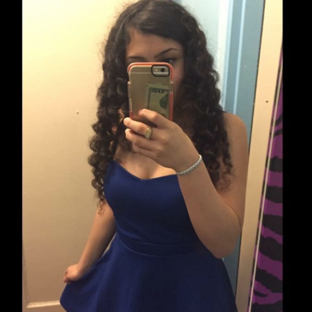 Blue strapless DRESS !